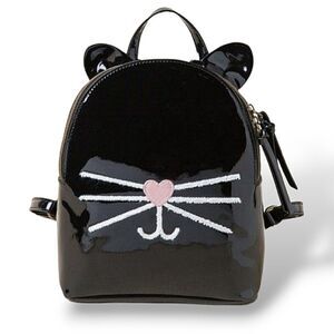 Black Cat Ear Mini Backack Faux Patent Leather